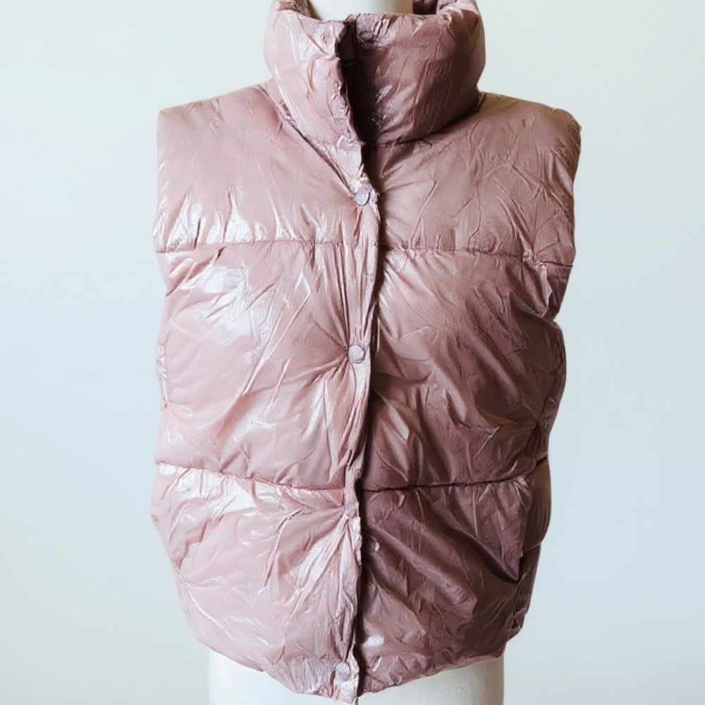 DELUC Women’s Shiny Puffer Vest Lightweight Quilted Winter Vest Size M New